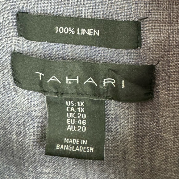 Tahari 100% Linen Tunic Purple/Grey Size 1X Pullover Button Detail Lagenlook - Picture 4 of 5